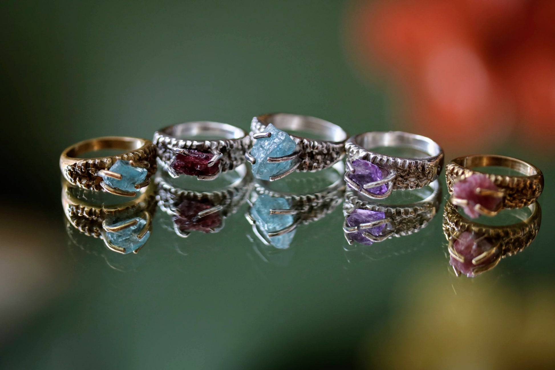 rough quartz rings