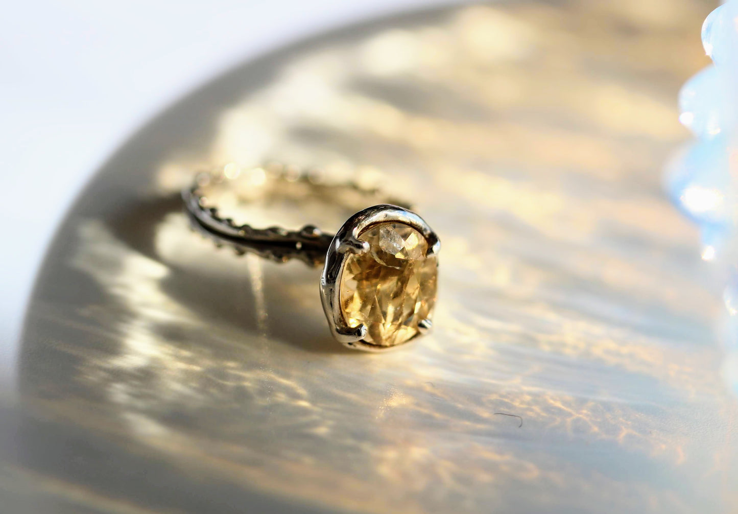 yellow citrine silver ring