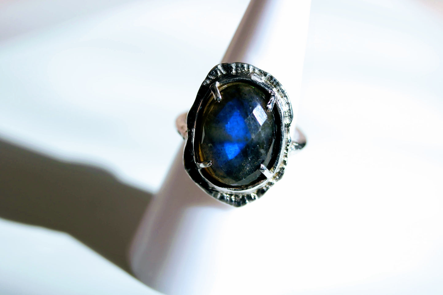 large labradorite silver ring