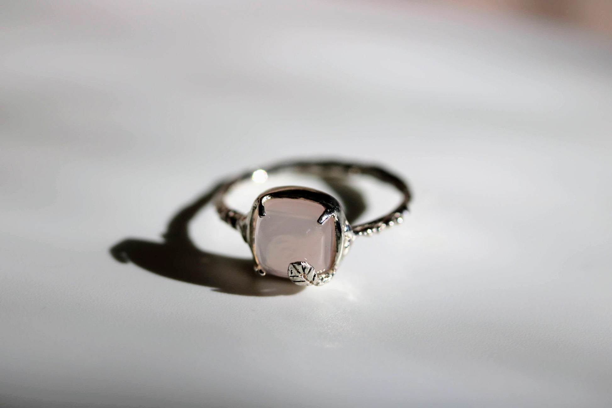 rose quartz statement ring