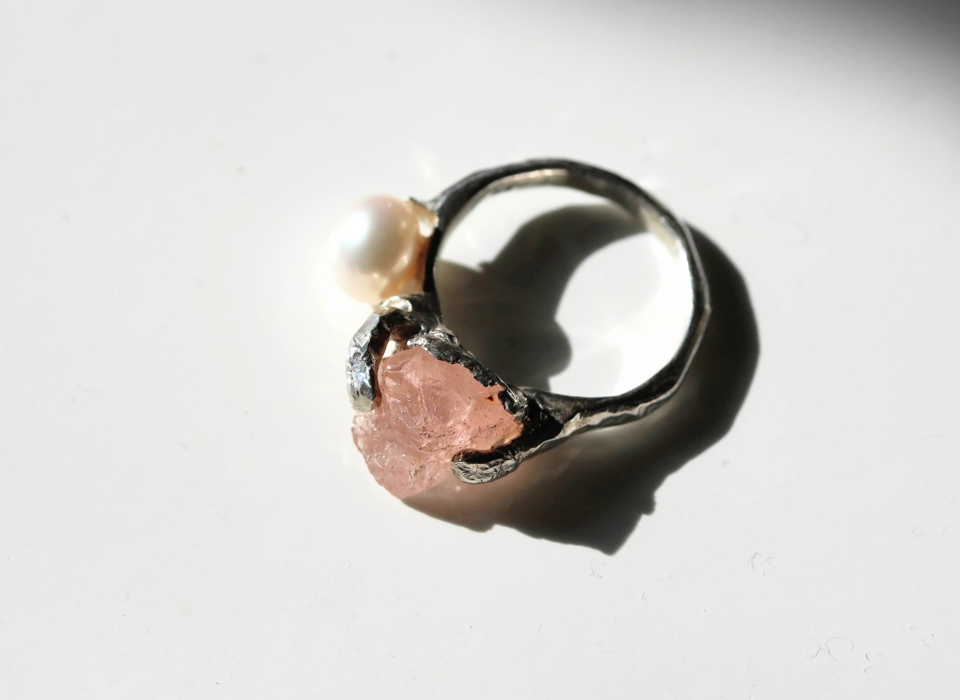 pearl and morganite ring