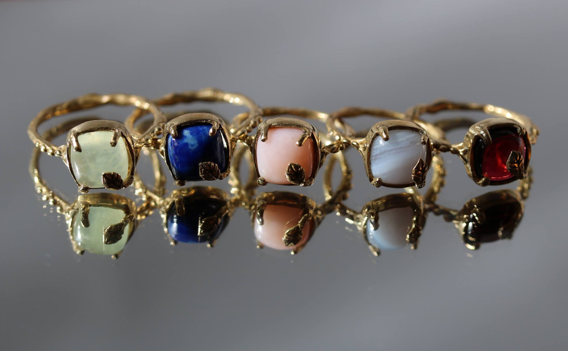gem stone brass rings