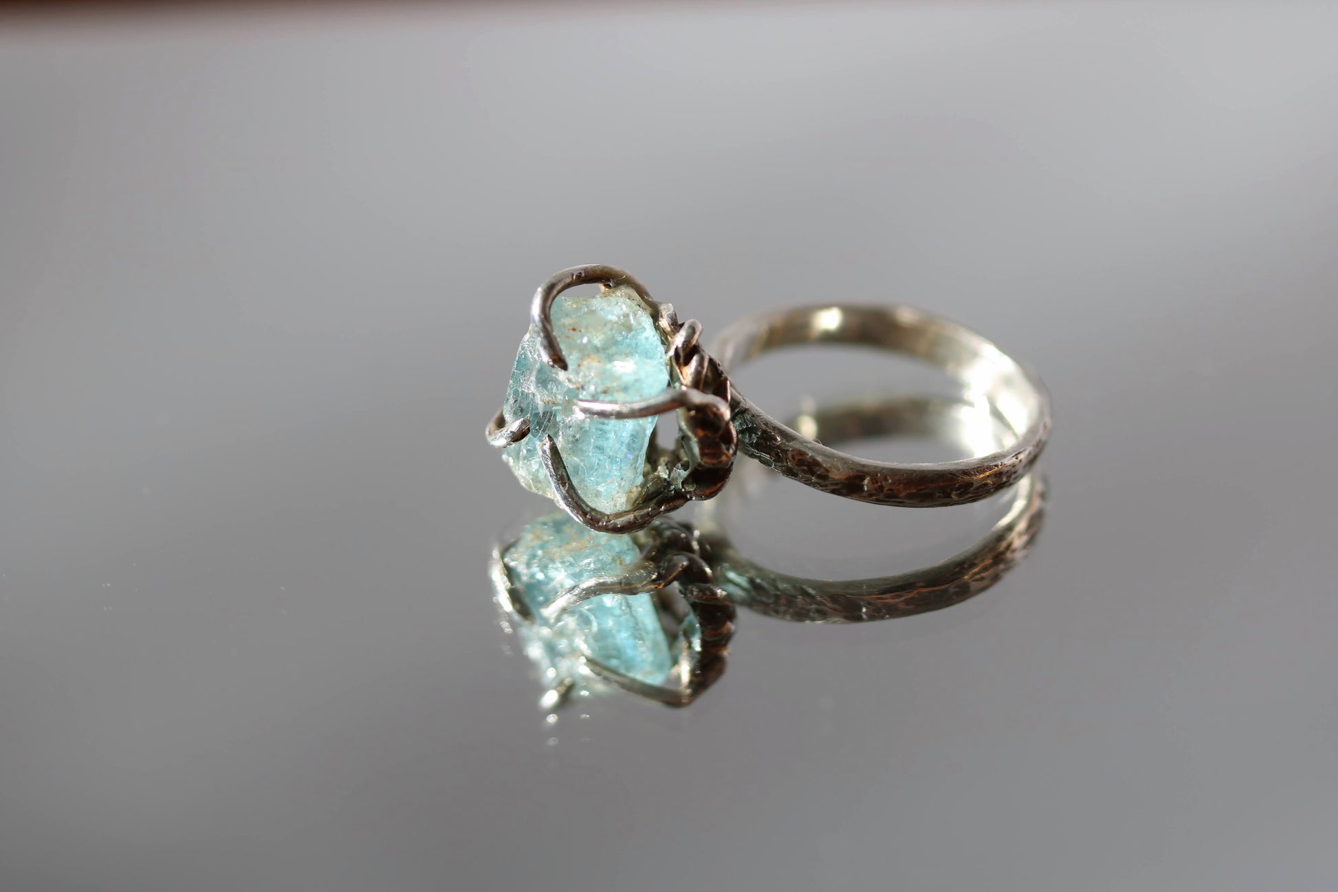 raw aquamarine ring