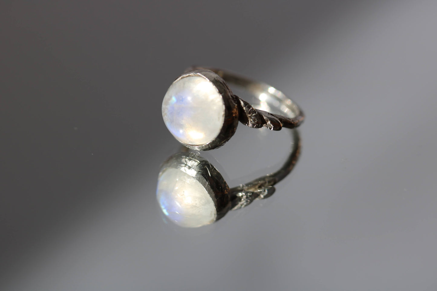 rainbow moonstone silver ring