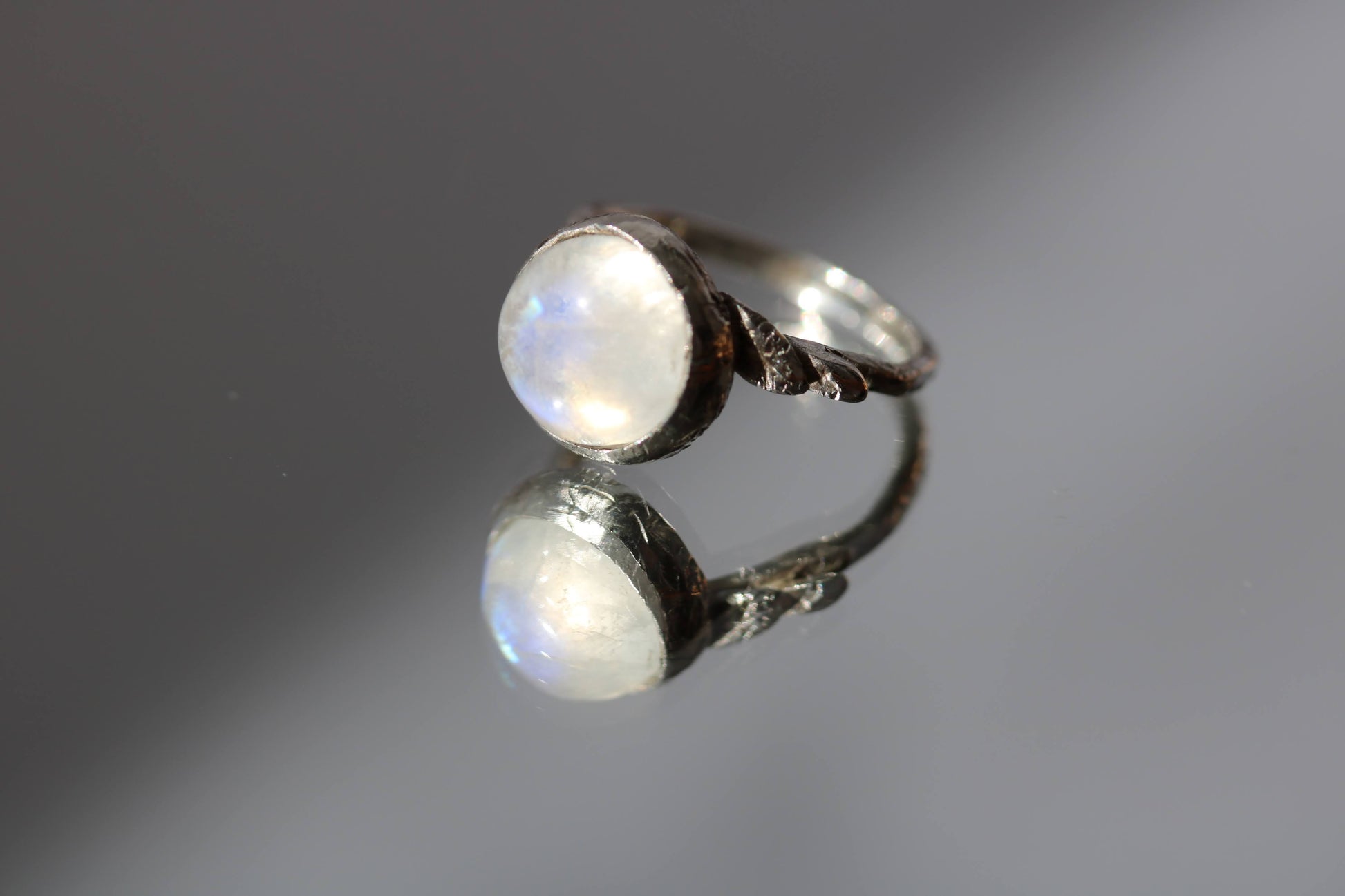 rainbow moonstone silver ring