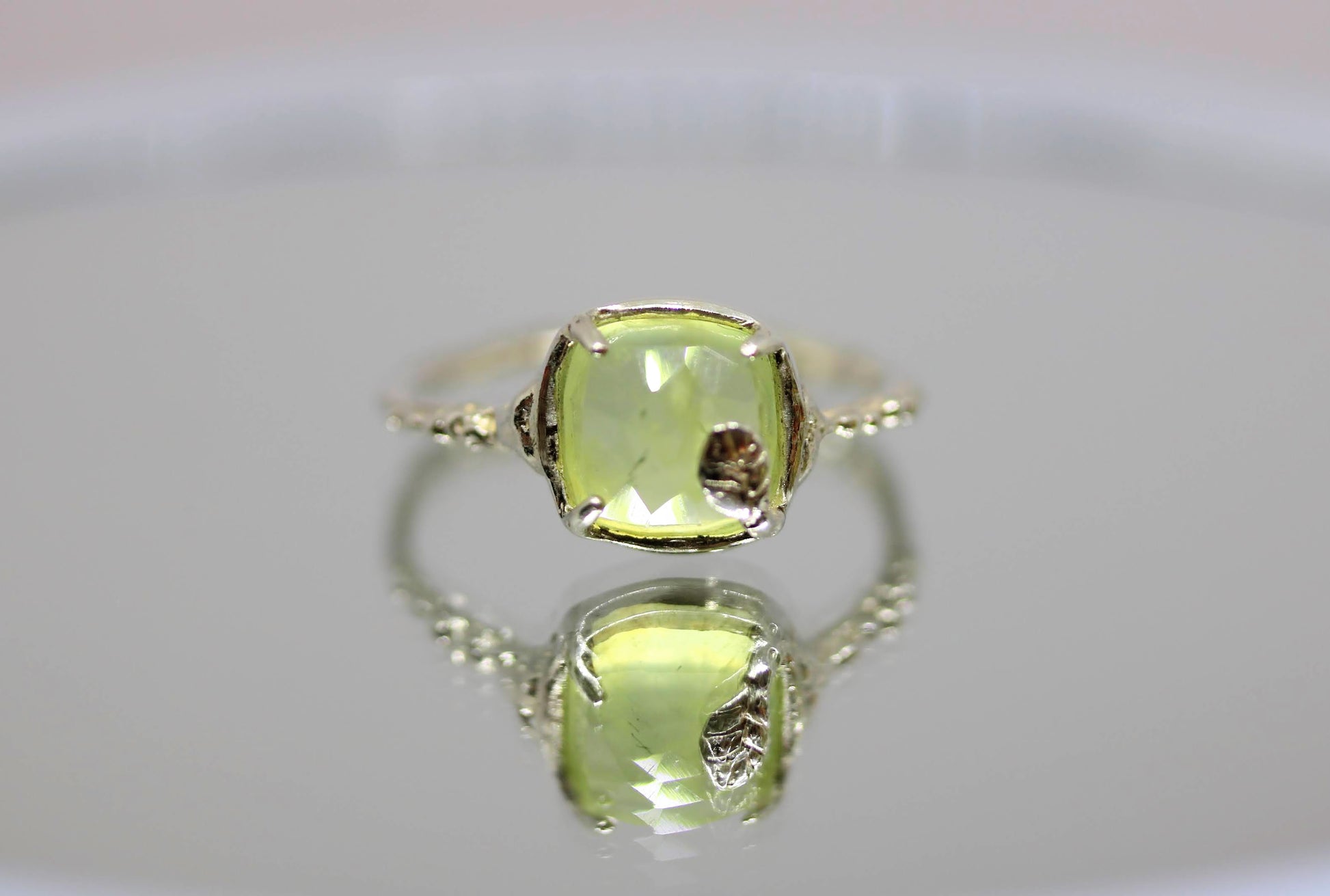 prehnite silver ring