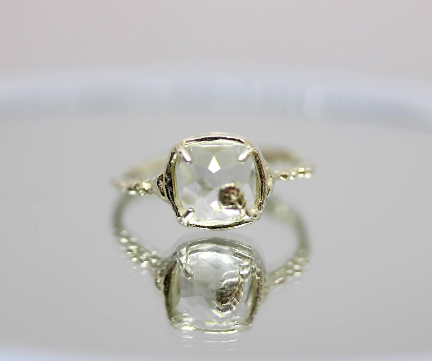 rose cut white topaz ring