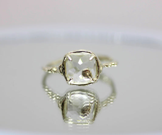 rose cut white topaz ring