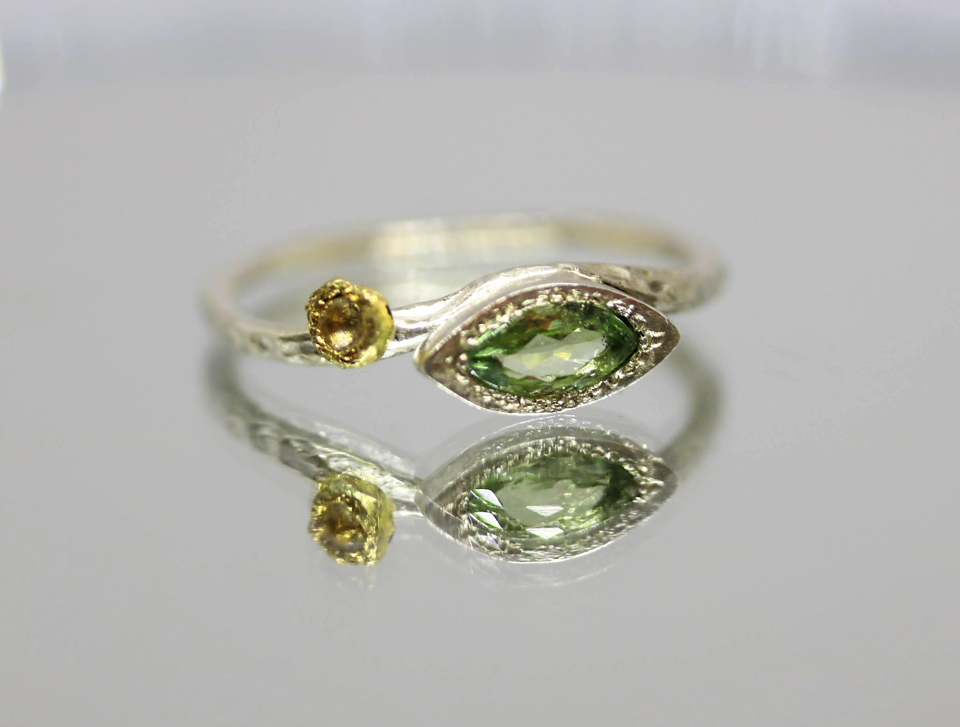 green tourmaline moonstone gold ring