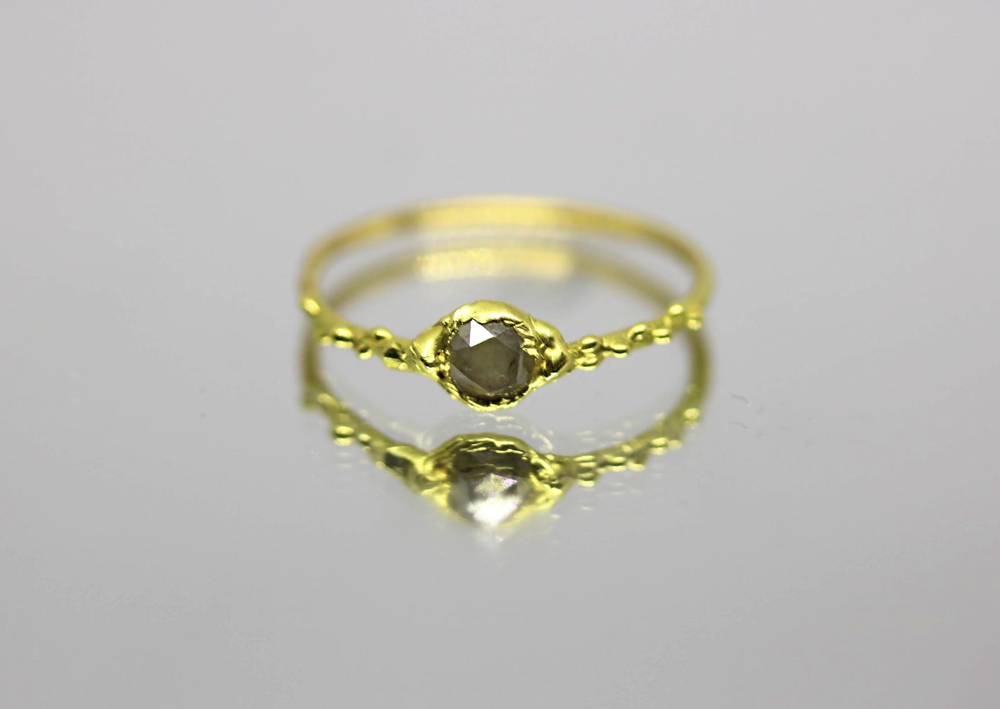 rose cut gray diamond ring