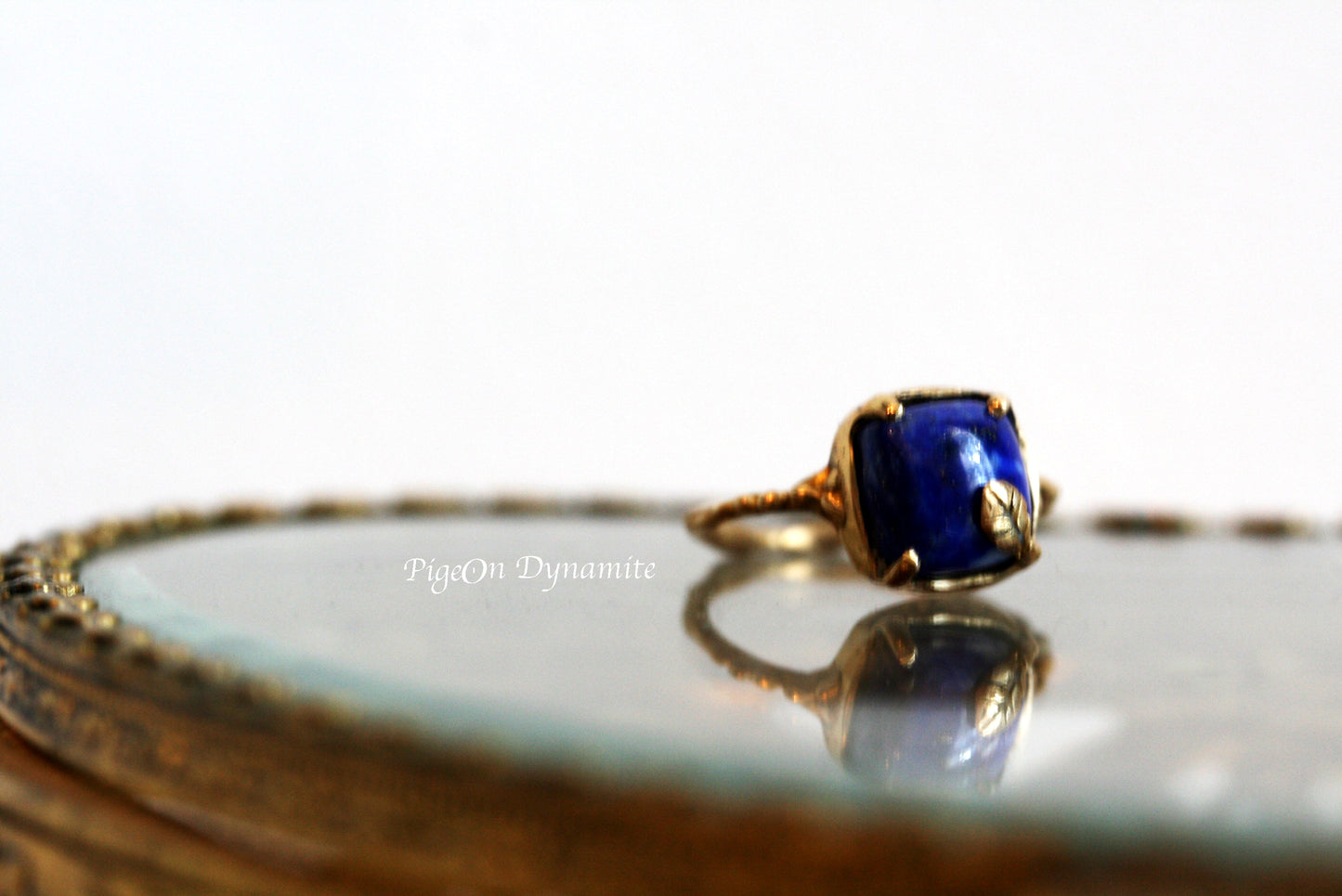 lapis lazuli brass delicate ring