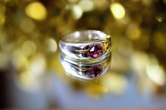 pink rhodelite signet ring