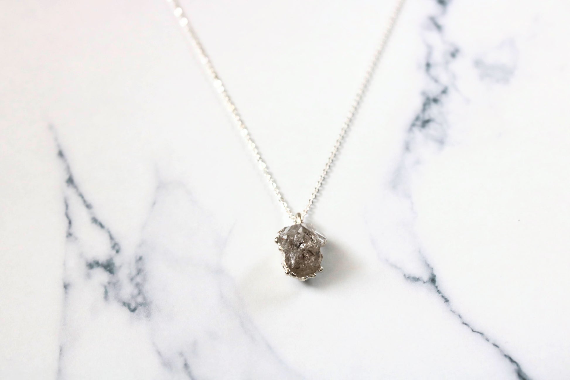 silver herkimer diamond necklace