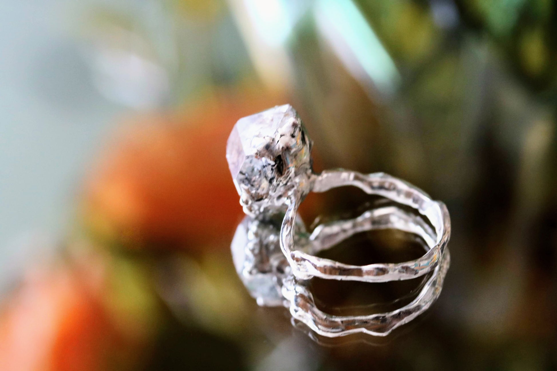 herkimer diamond silver ring