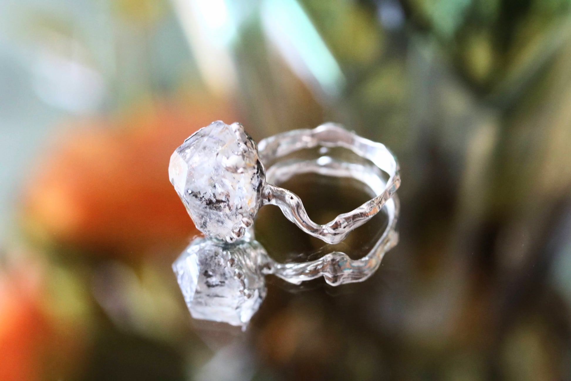 sparkly herkimer diamond ring
