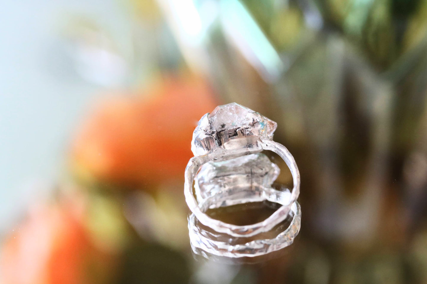herkimer diamond silver ring