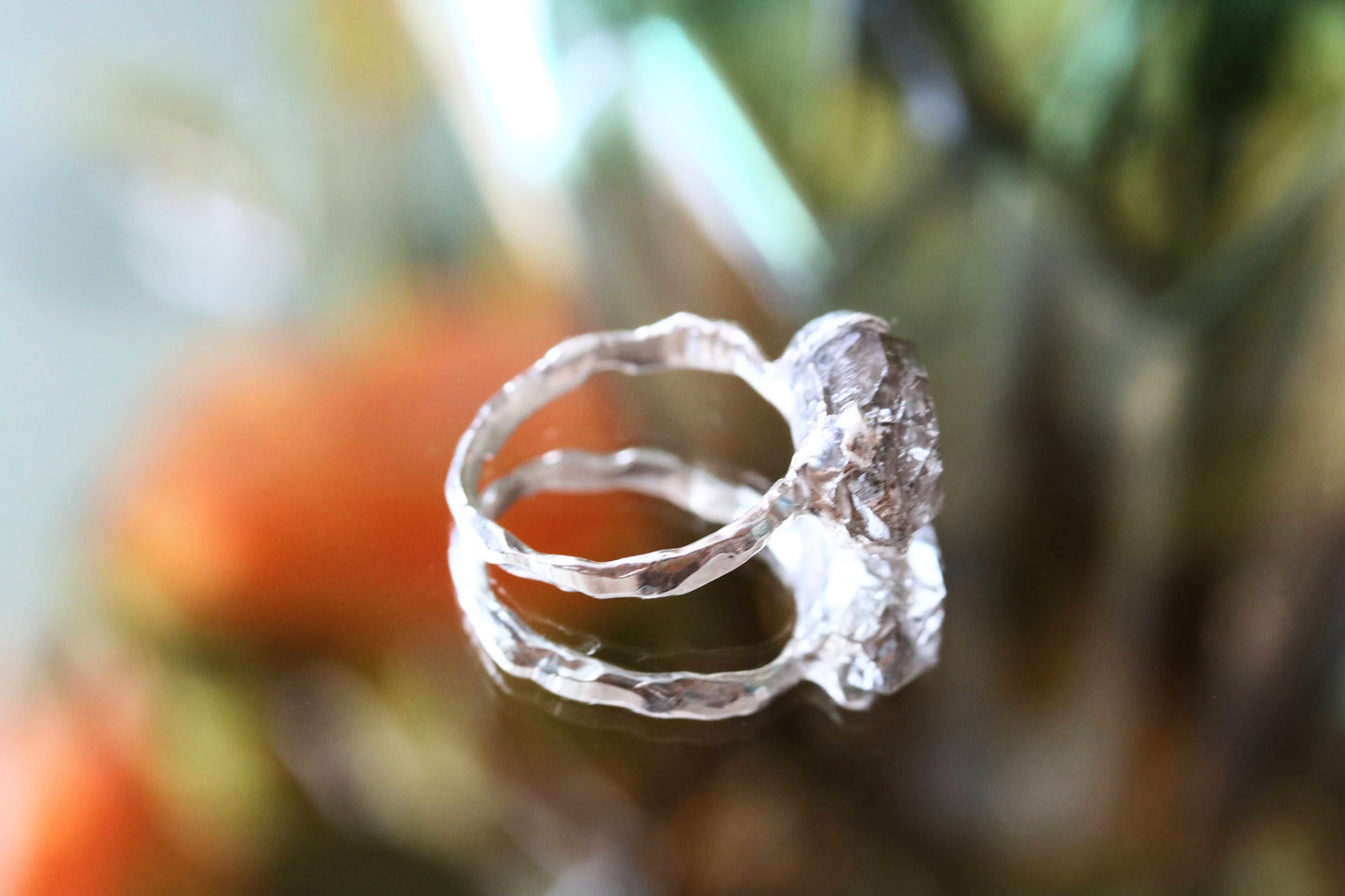 silver herkimer diamond ring