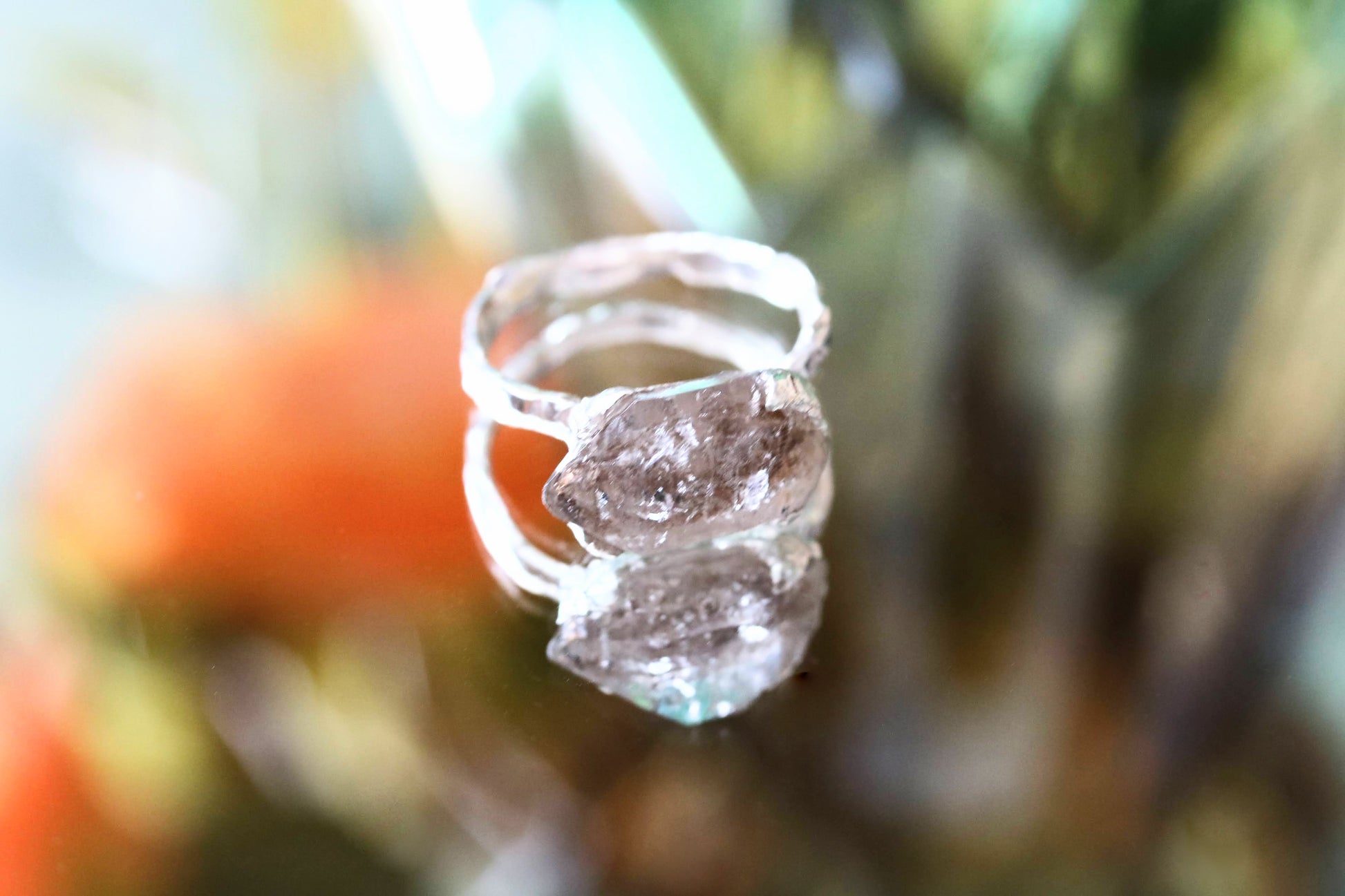 horizontal herkimer diamond ring