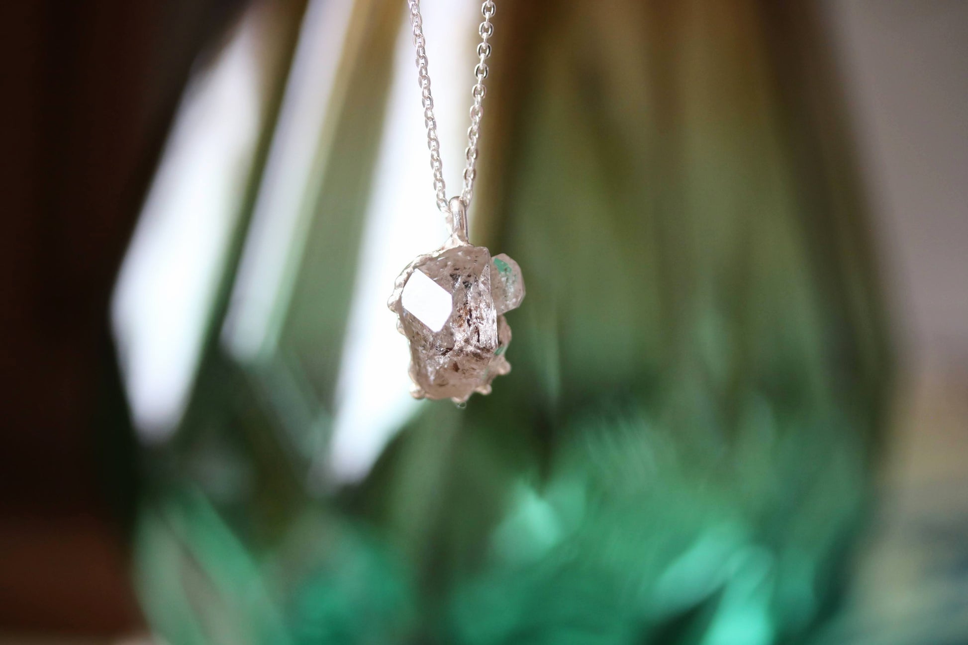silver herkimer diamond neklace