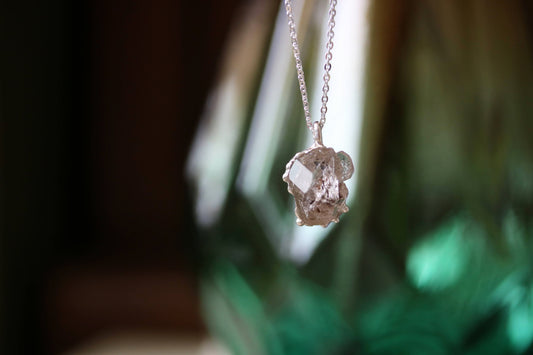 herkimer diamond quartz with little crystal necklace