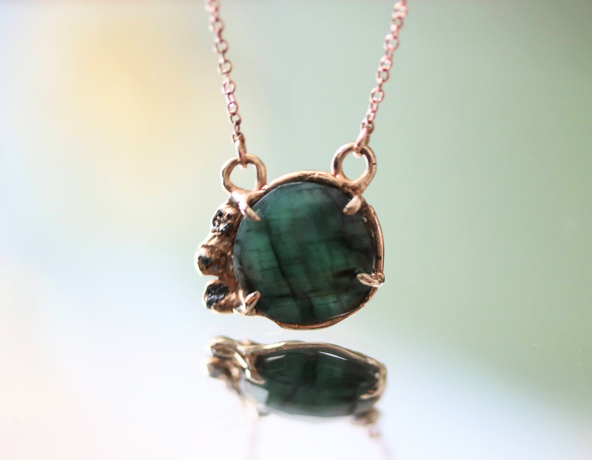 RAW DIAMOND EMERALD NECKLACE