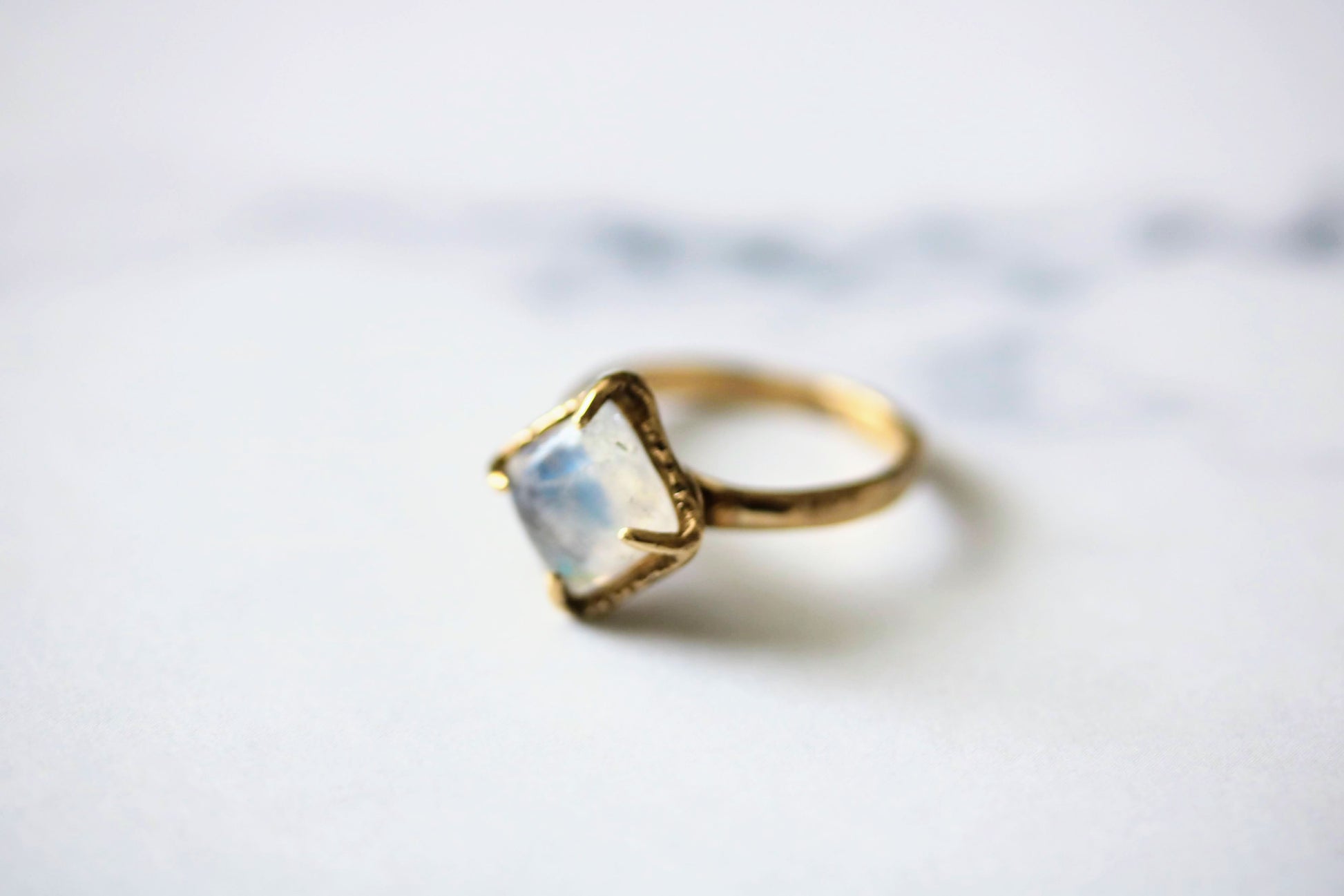 moonstone square solitaire ring