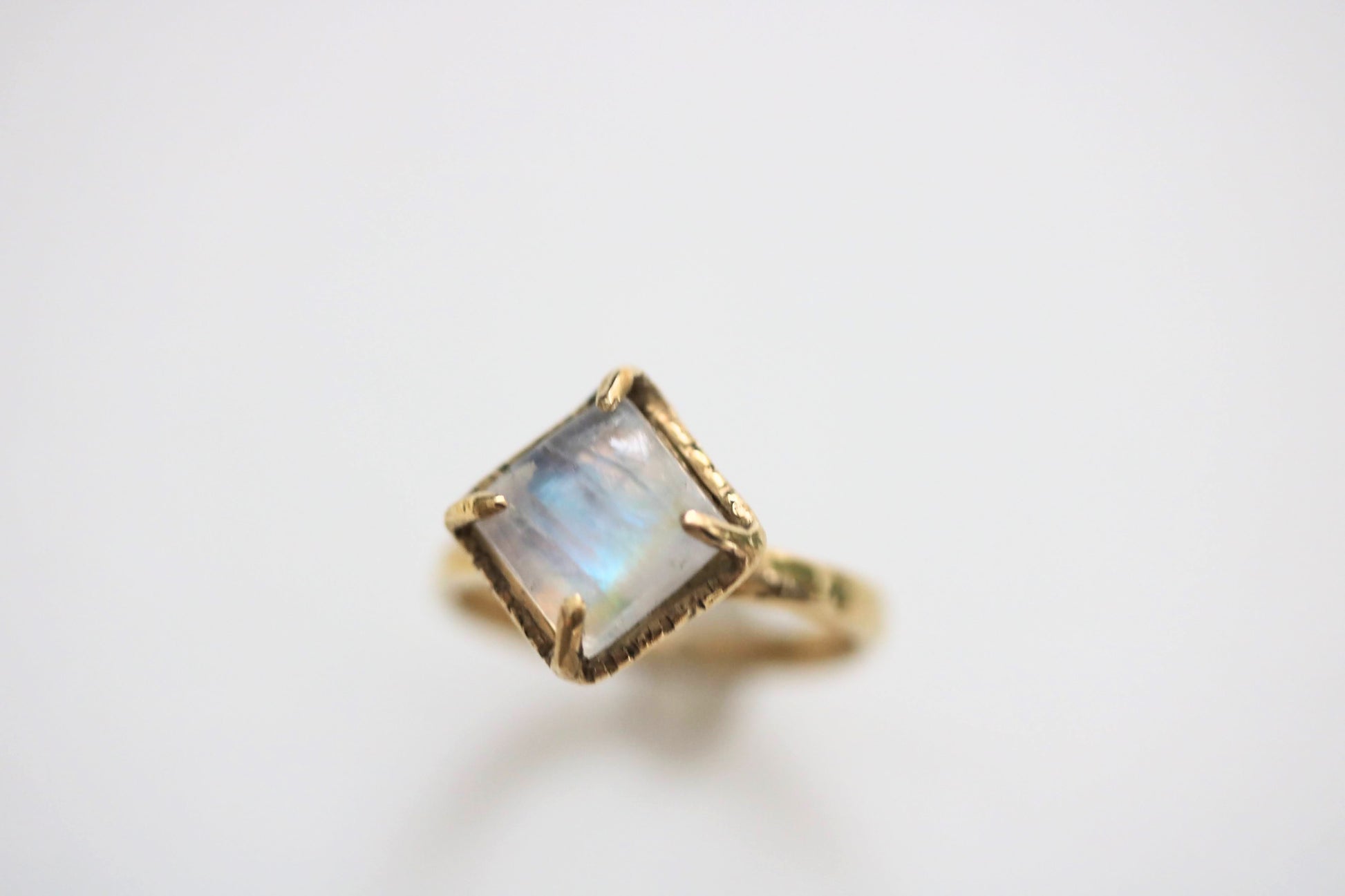 rainbow moonstone brass ring