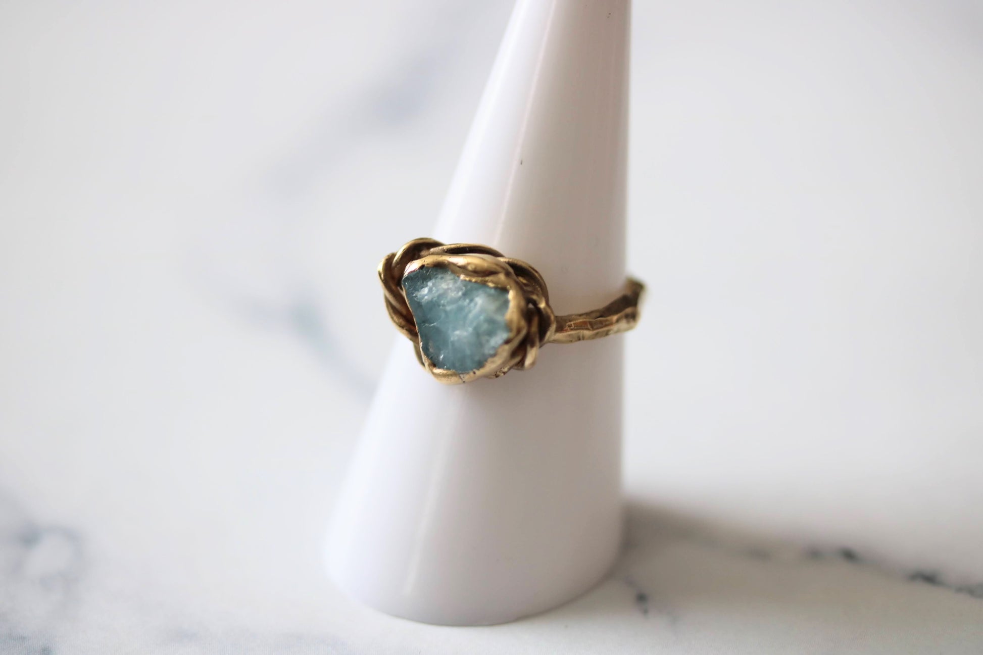 statement ring with aquamarine