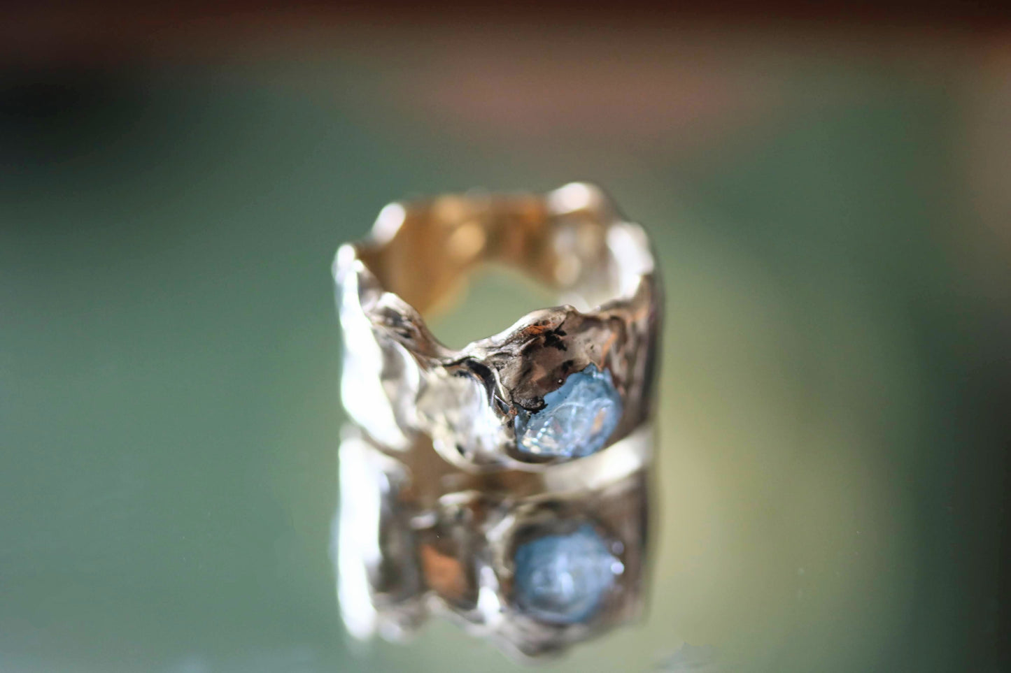 blue stone chunky ring