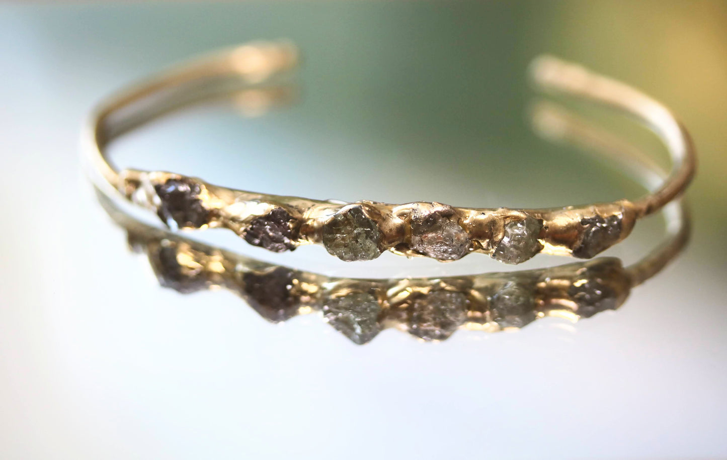 Raw Aquamarine Zircon and sapphire bracelet