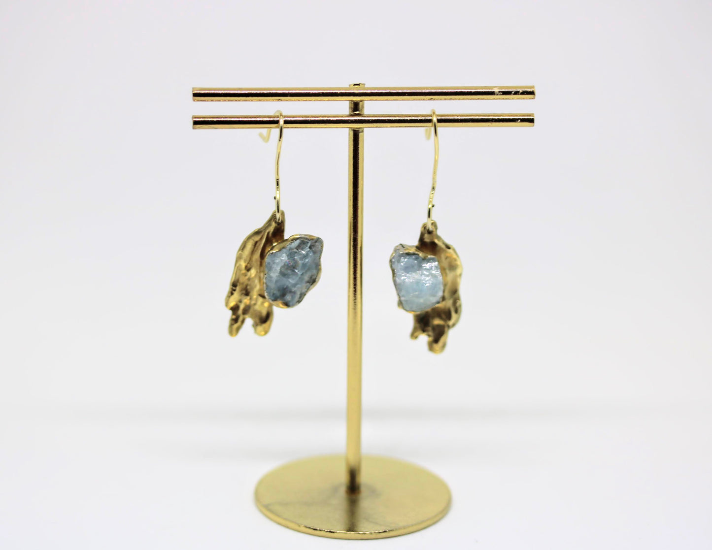 Dangle statement aquamarine earrings