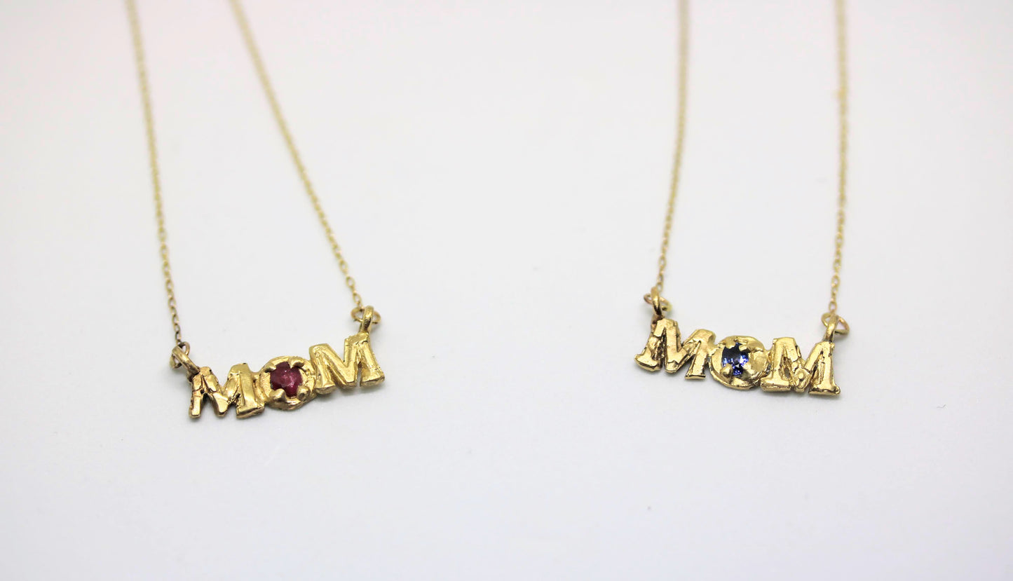 gold and ruby mom necklace
