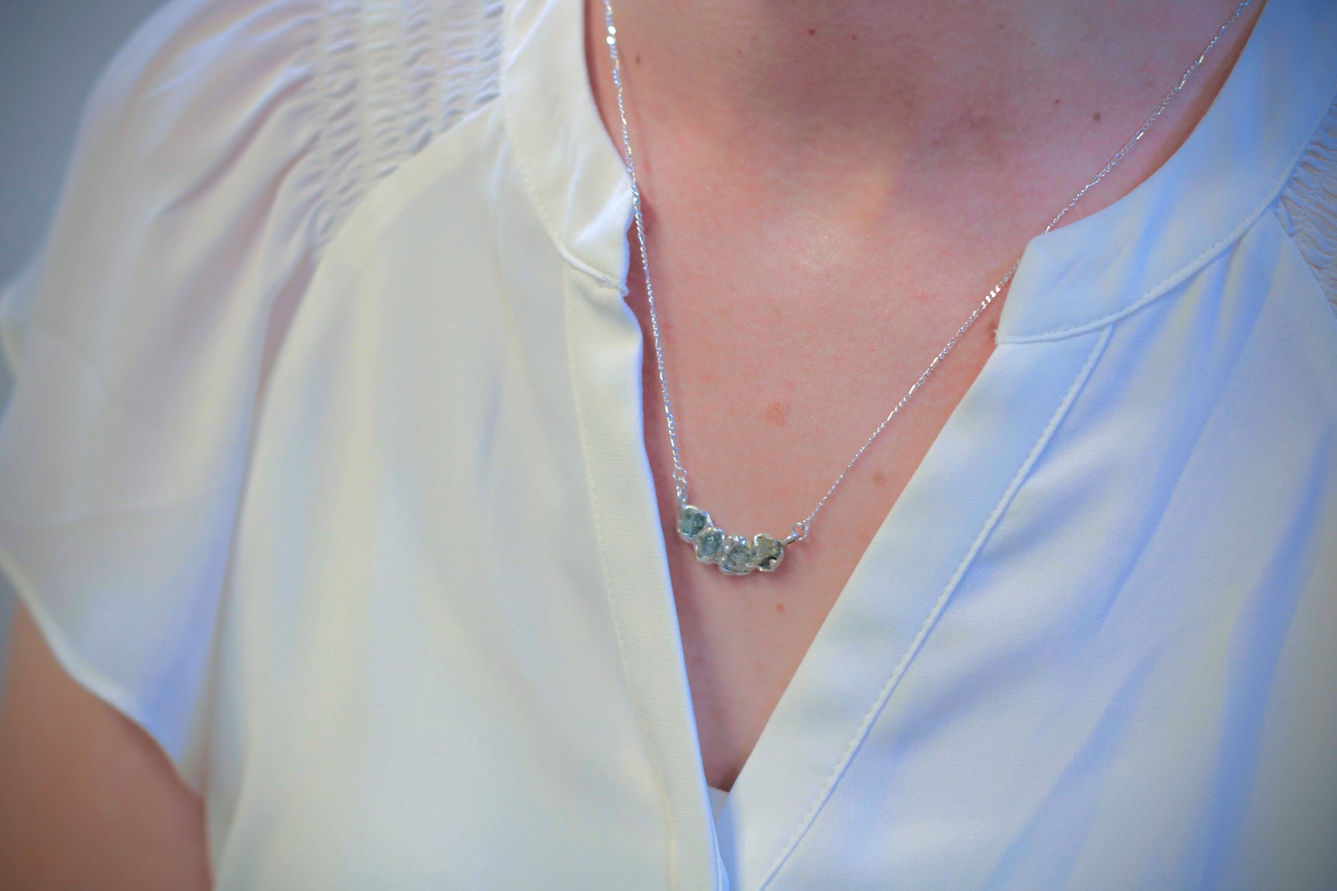 gorgeous raw blue stone necklace