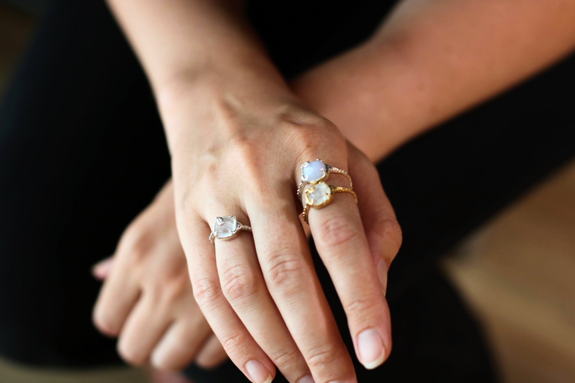 moonstone gold and silver rings