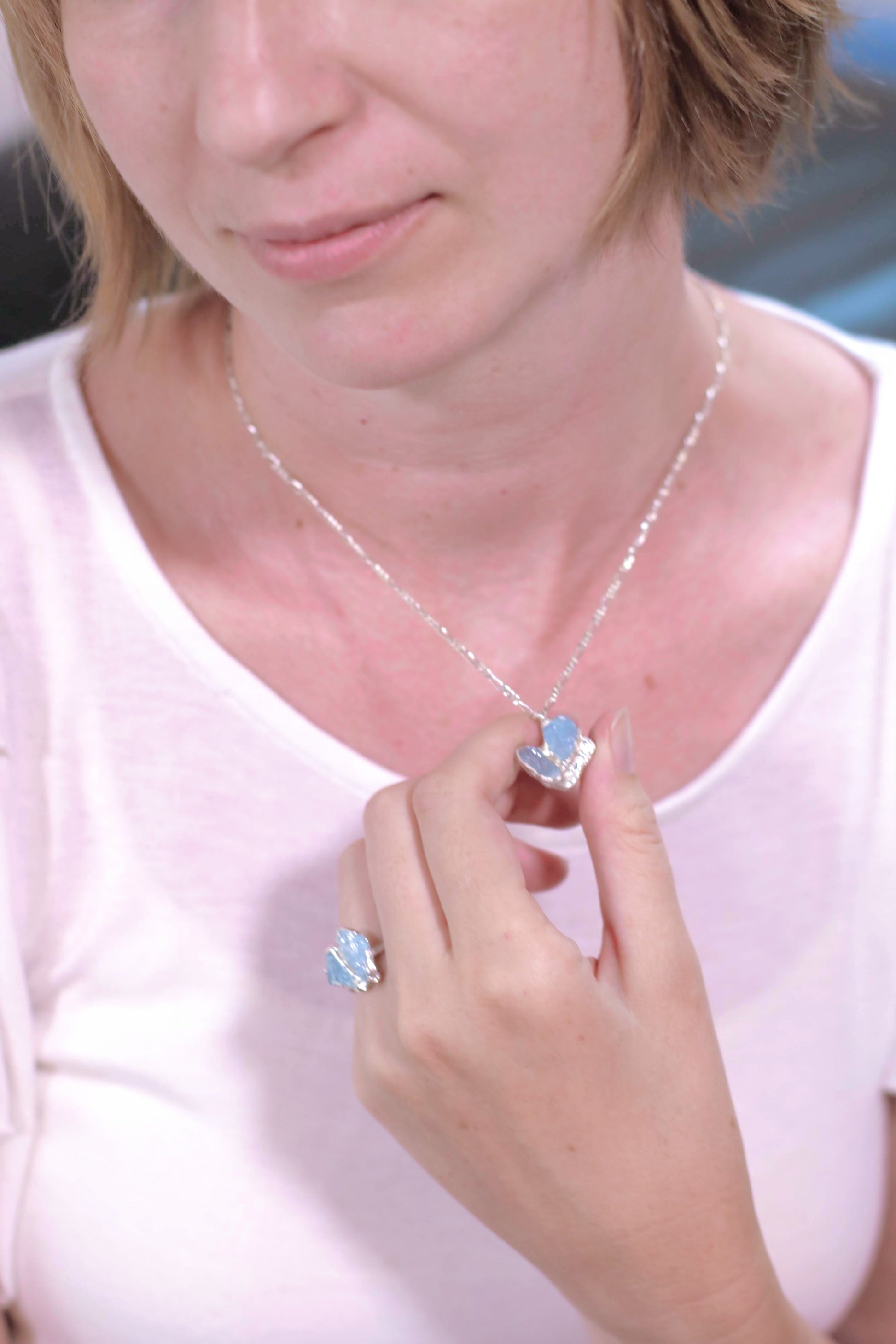 one of a kind aquamarine heart jewelry