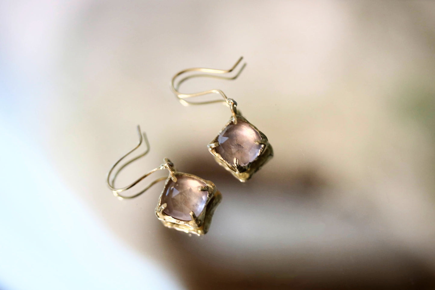 rosequartz drop earrings
