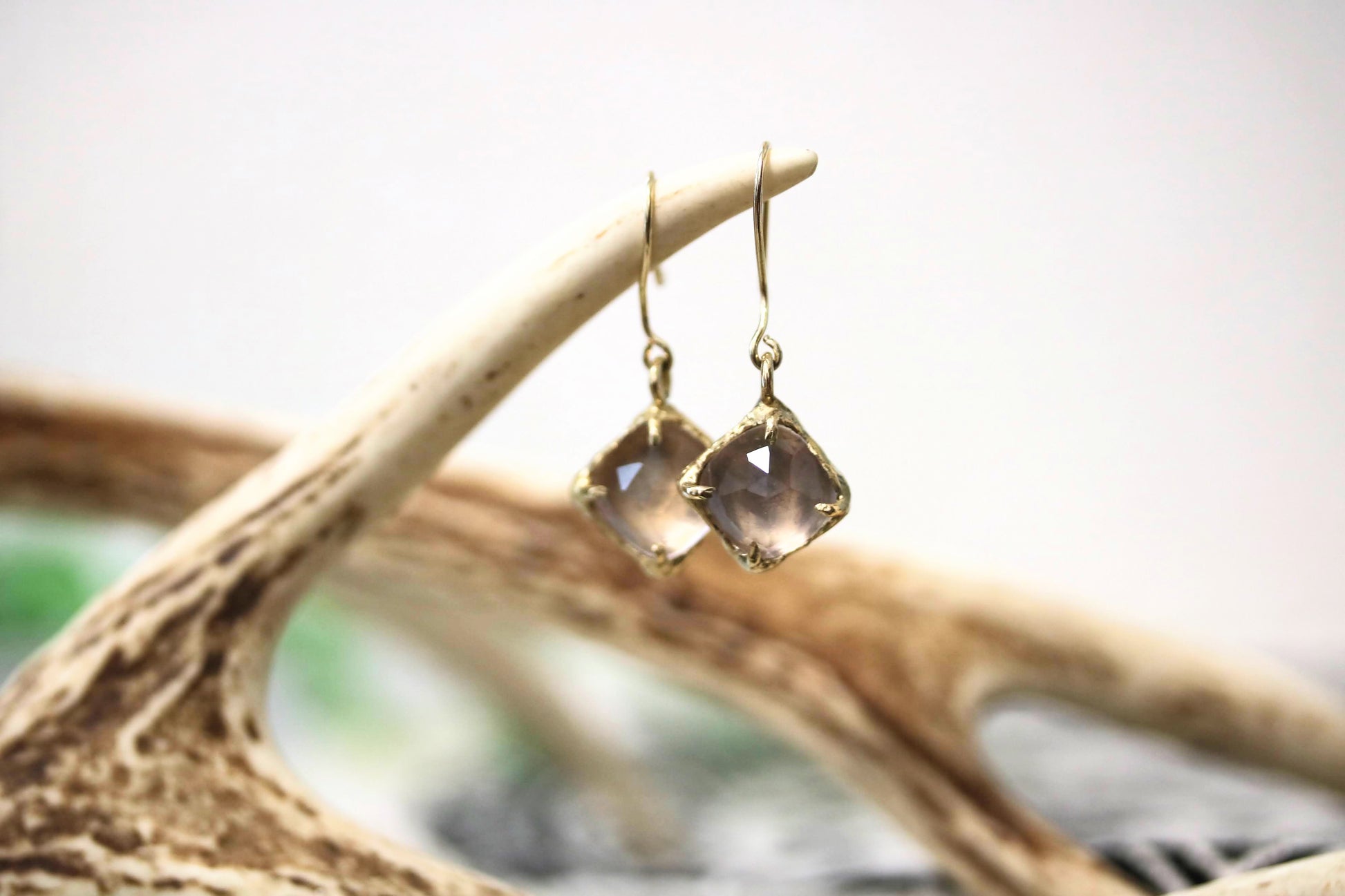 natural rose quartz drop earrings