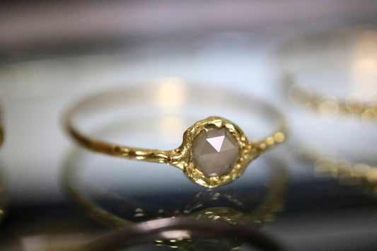 Rose cut natural diamond ring