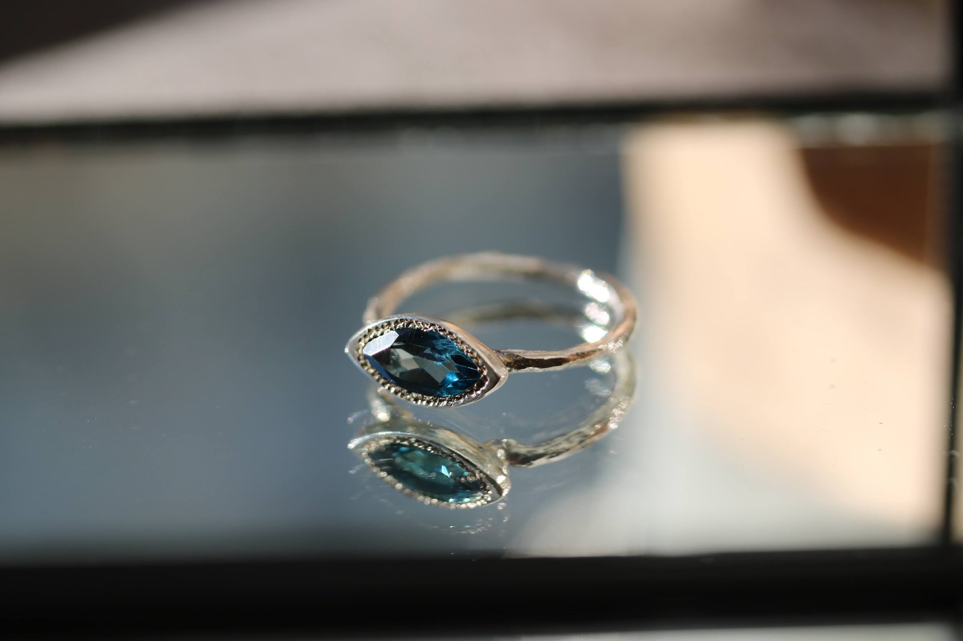 london blue topaz silver ring