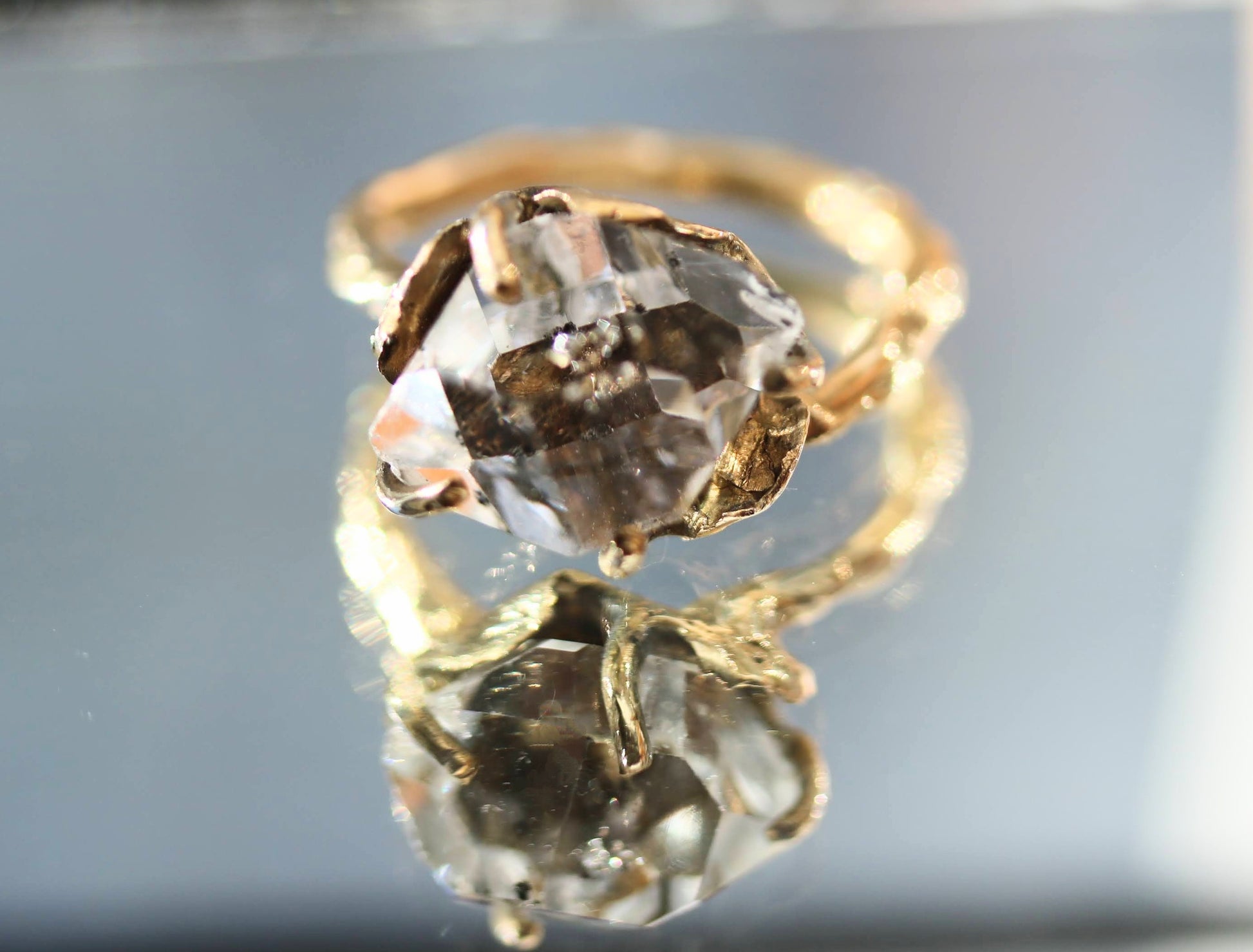 herkimer diamond solitaire ring