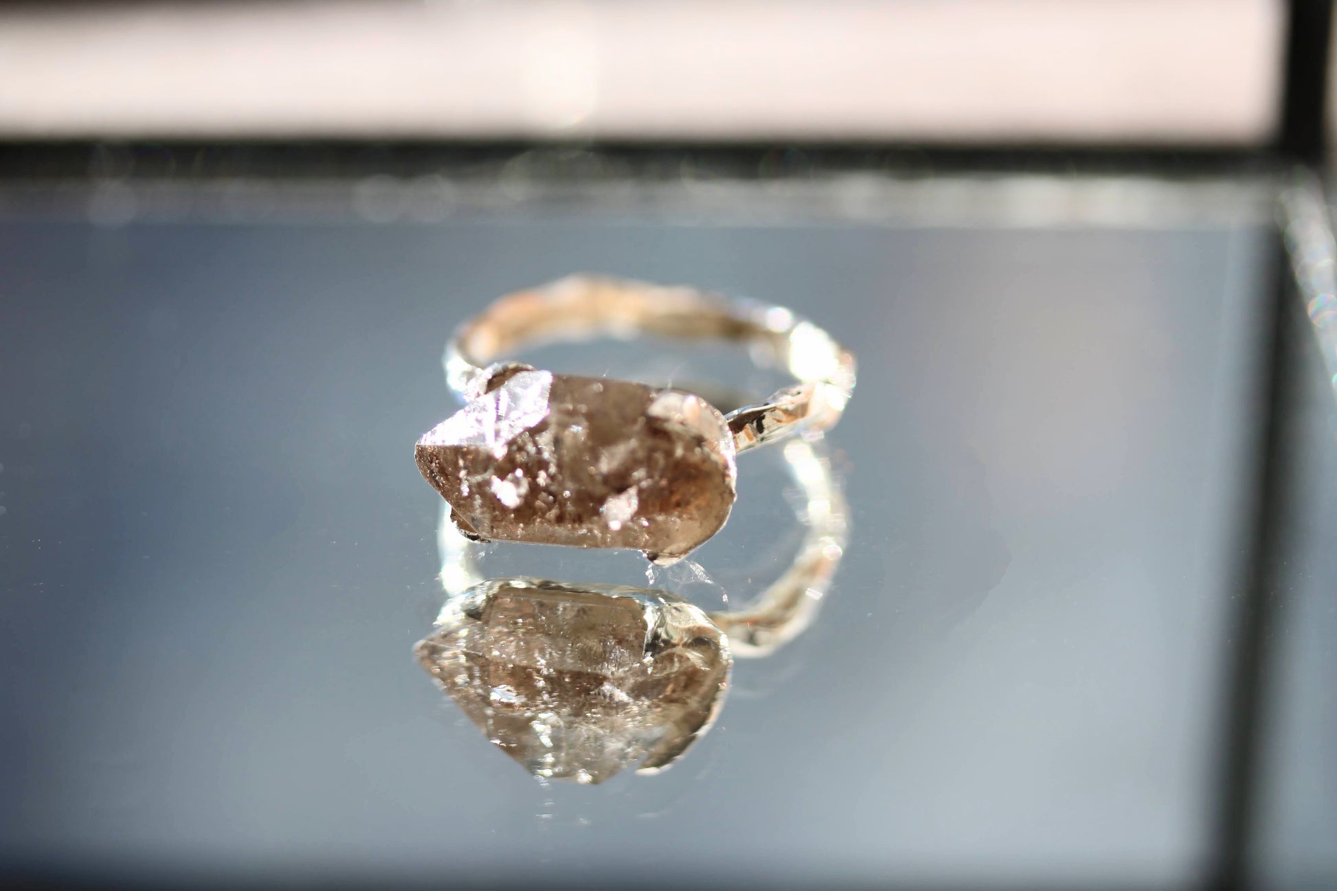 herkimer diamond silver ring