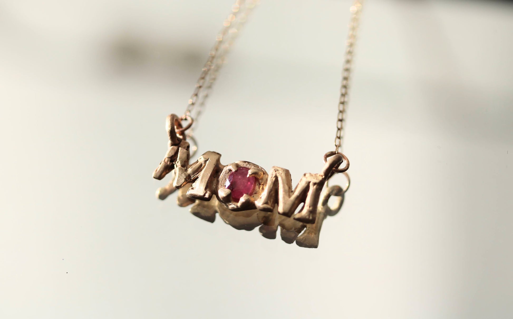 ruby gold mom necklace