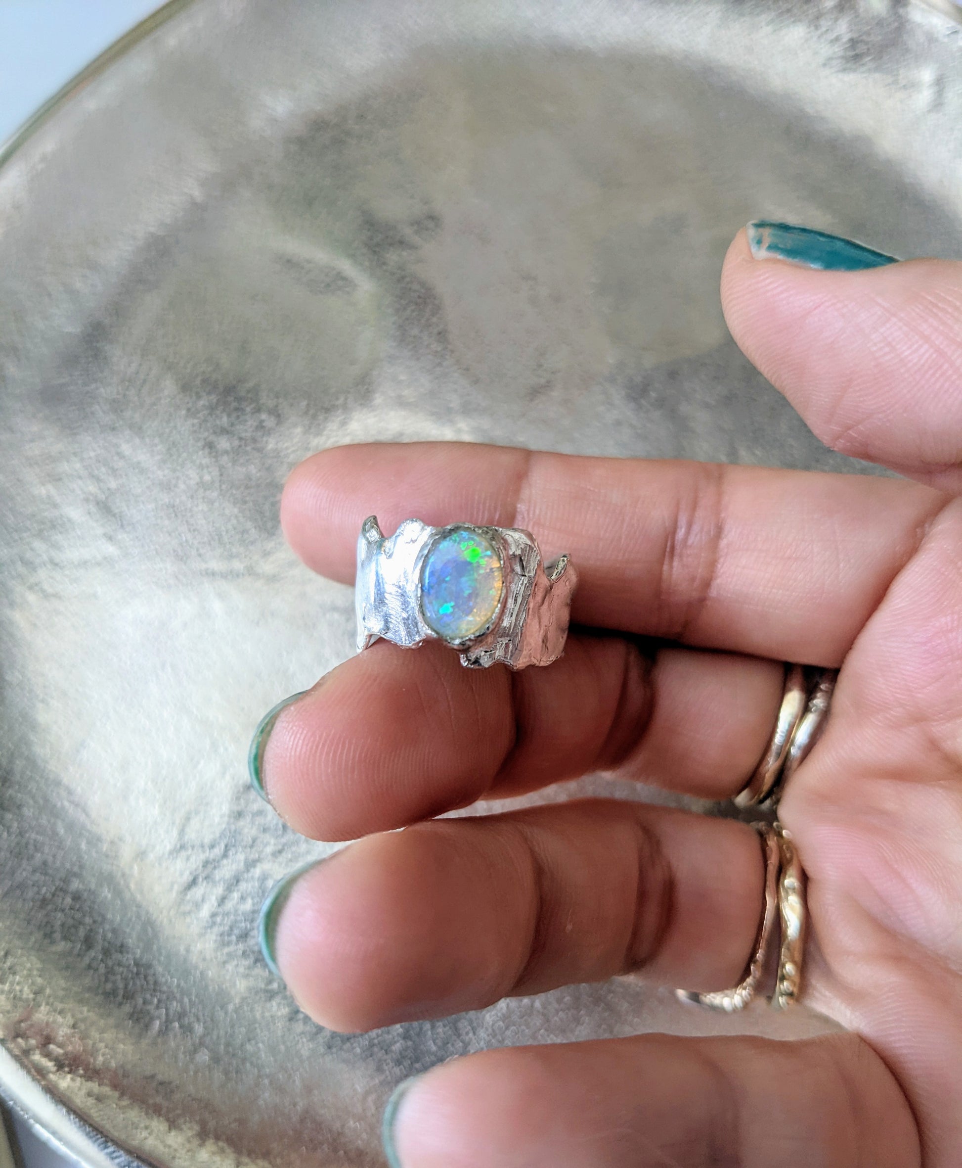 statement ring with opal