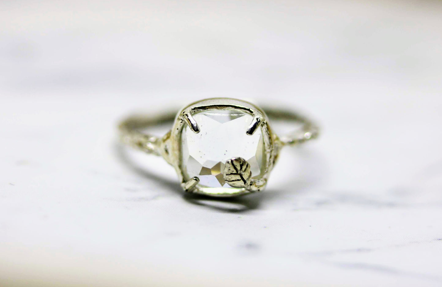 white topaz silver ring