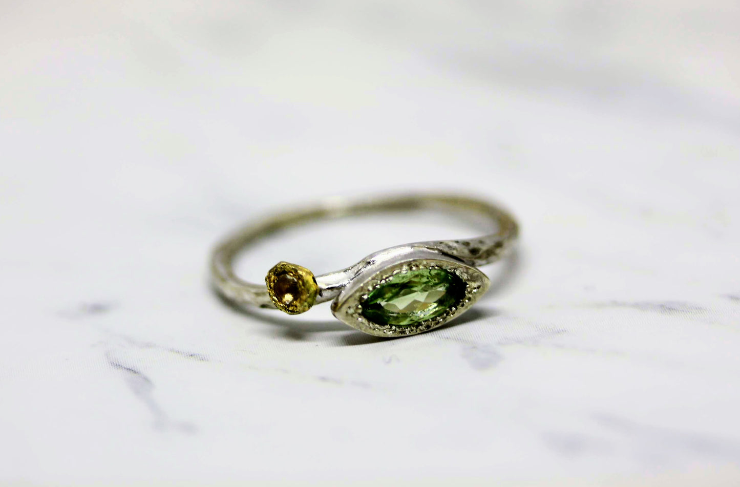 statement ring with green tourmaline