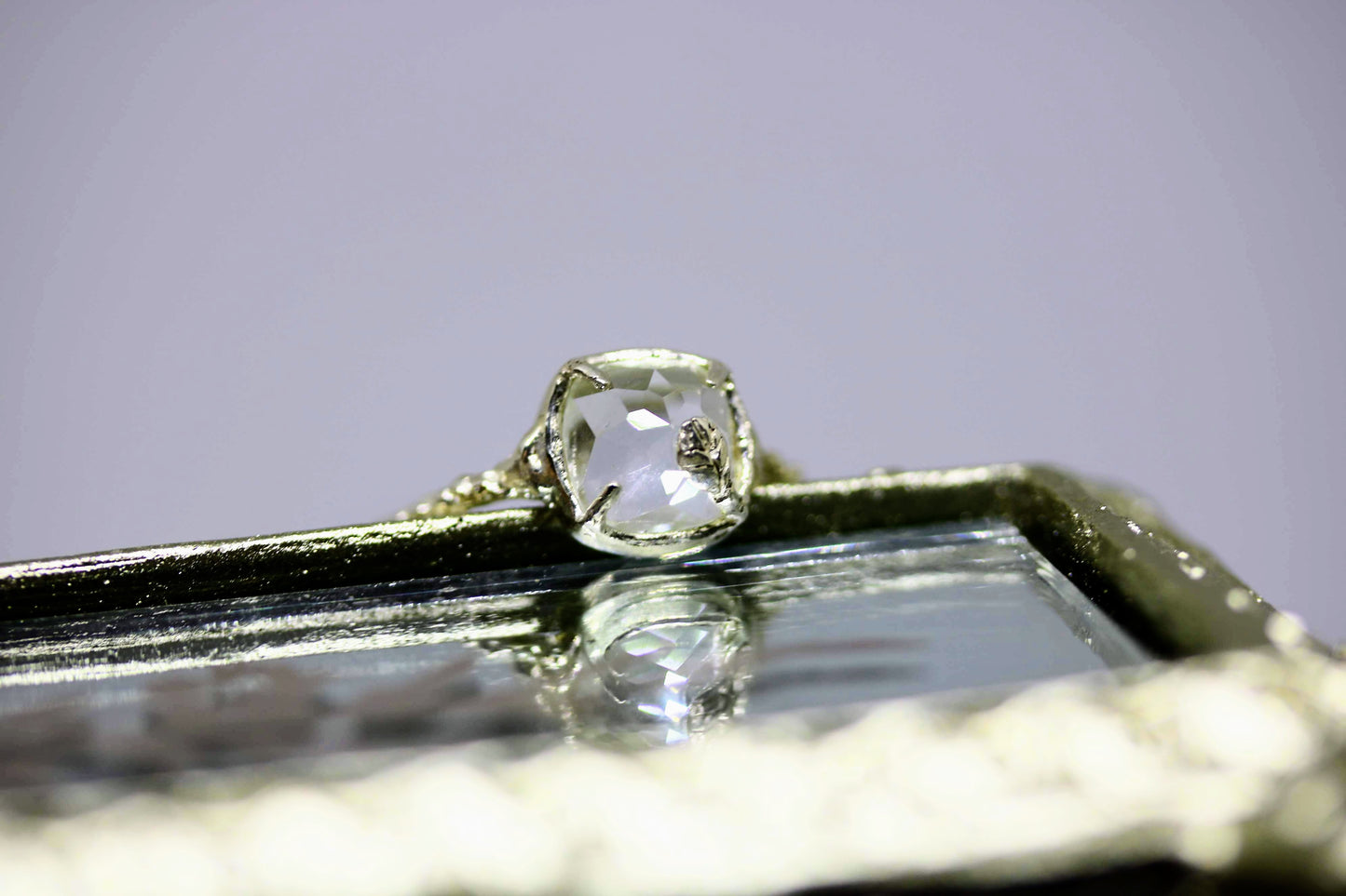 rose cut white topaz ring